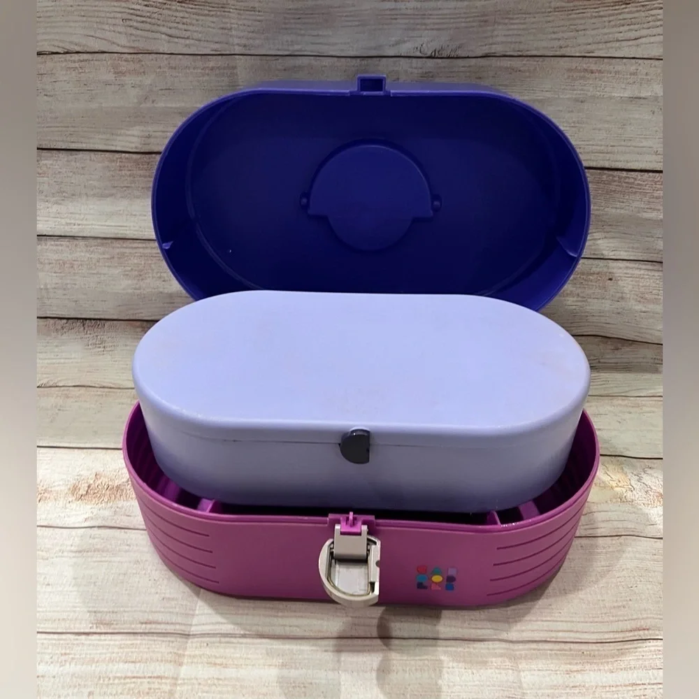 Caboodles Cosmetic Makeup Case 2642 Purple 80s Vintage w/ Mirror